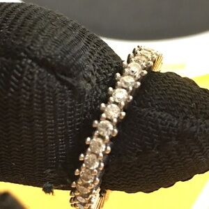 Classic Silver-Tone Diamond-Style Tennis Ring - Clear